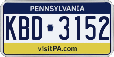 PA license plate KBD3152