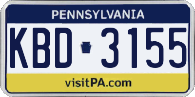 PA license plate KBD3155