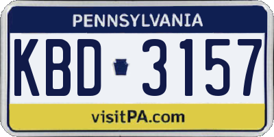 PA license plate KBD3157