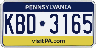 PA license plate KBD3165