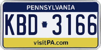 PA license plate KBD3166