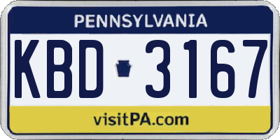 PA license plate KBD3167