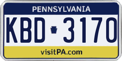 PA license plate KBD3170