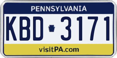 PA license plate KBD3171