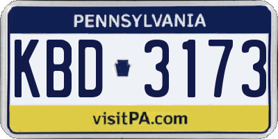 PA license plate KBD3173