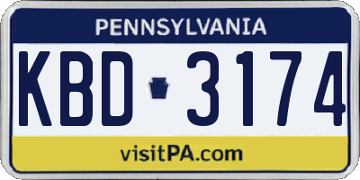 PA license plate KBD3174