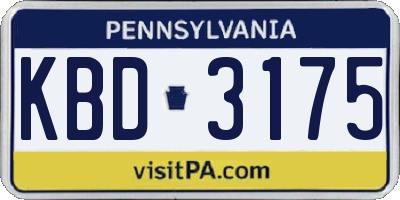 PA license plate KBD3175
