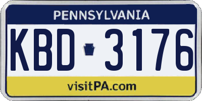 PA license plate KBD3176