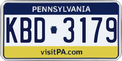 PA license plate KBD3179