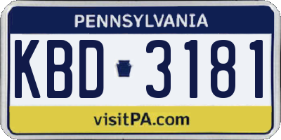 PA license plate KBD3181