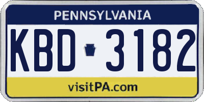 PA license plate KBD3182