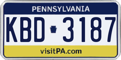 PA license plate KBD3187