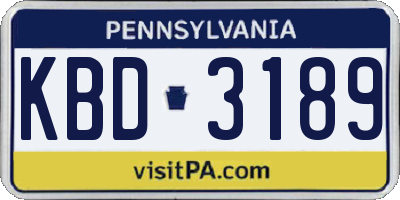 PA license plate KBD3189