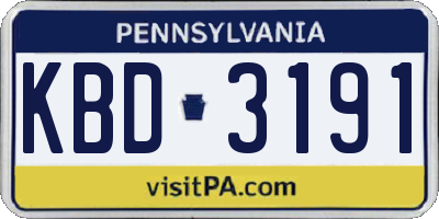 PA license plate KBD3191