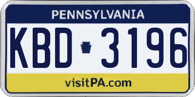 PA license plate KBD3196