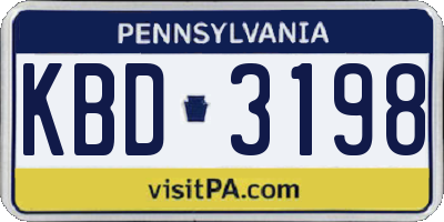 PA license plate KBD3198