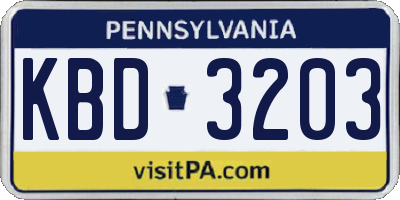 PA license plate KBD3203