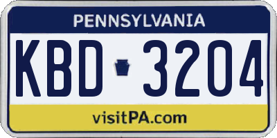 PA license plate KBD3204
