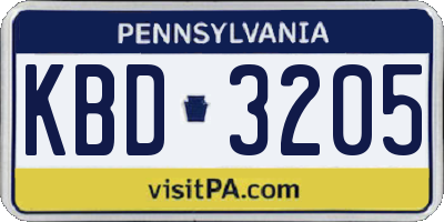 PA license plate KBD3205