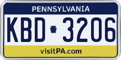 PA license plate KBD3206