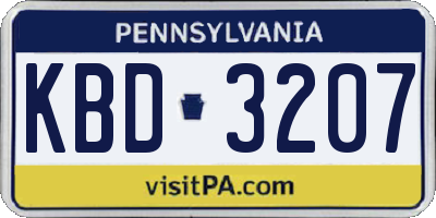 PA license plate KBD3207