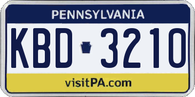 PA license plate KBD3210