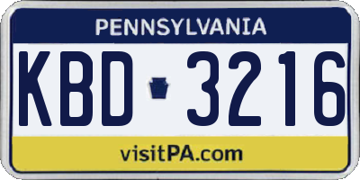 PA license plate KBD3216