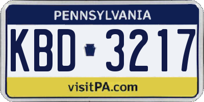 PA license plate KBD3217