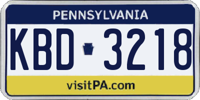 PA license plate KBD3218