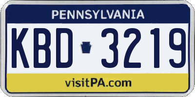 PA license plate KBD3219