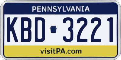 PA license plate KBD3221