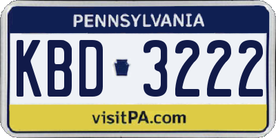 PA license plate KBD3222