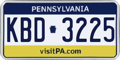 PA license plate KBD3225