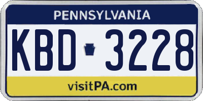 PA license plate KBD3228