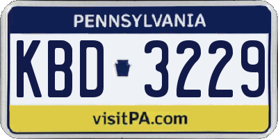 PA license plate KBD3229