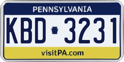 PA license plate KBD3231