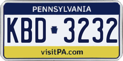 PA license plate KBD3232
