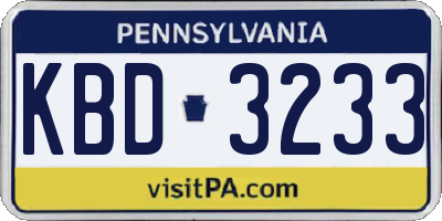 PA license plate KBD3233