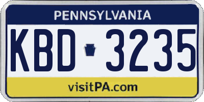 PA license plate KBD3235