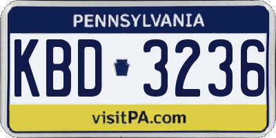 PA license plate KBD3236