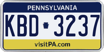 PA license plate KBD3237