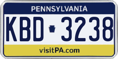 PA license plate KBD3238
