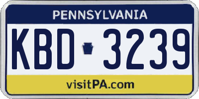 PA license plate KBD3239