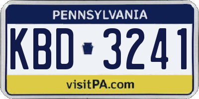 PA license plate KBD3241
