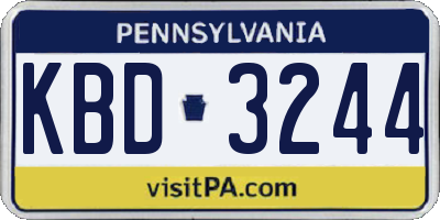 PA license plate KBD3244