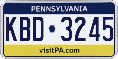 PA license plate KBD3245