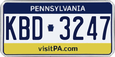 PA license plate KBD3247