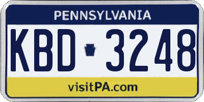PA license plate KBD3248