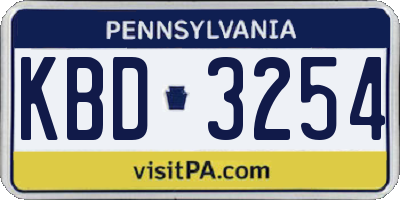 PA license plate KBD3254