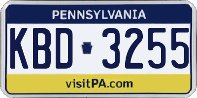 PA license plate KBD3255